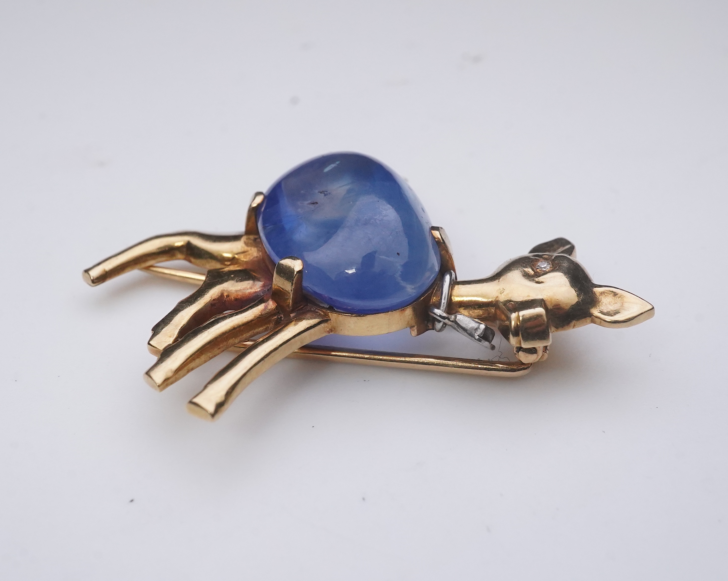 Van Cleef & Arpels, a rare sapphire and diamond deer brooch, circa 1950